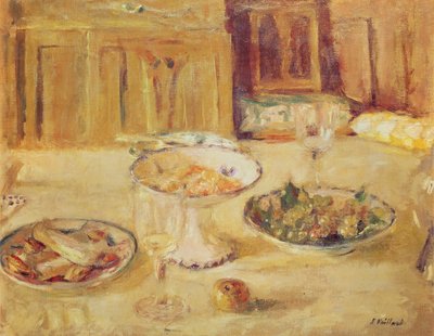Bowls of fruit and biscuits and wineglass by Edouard Vuillard
